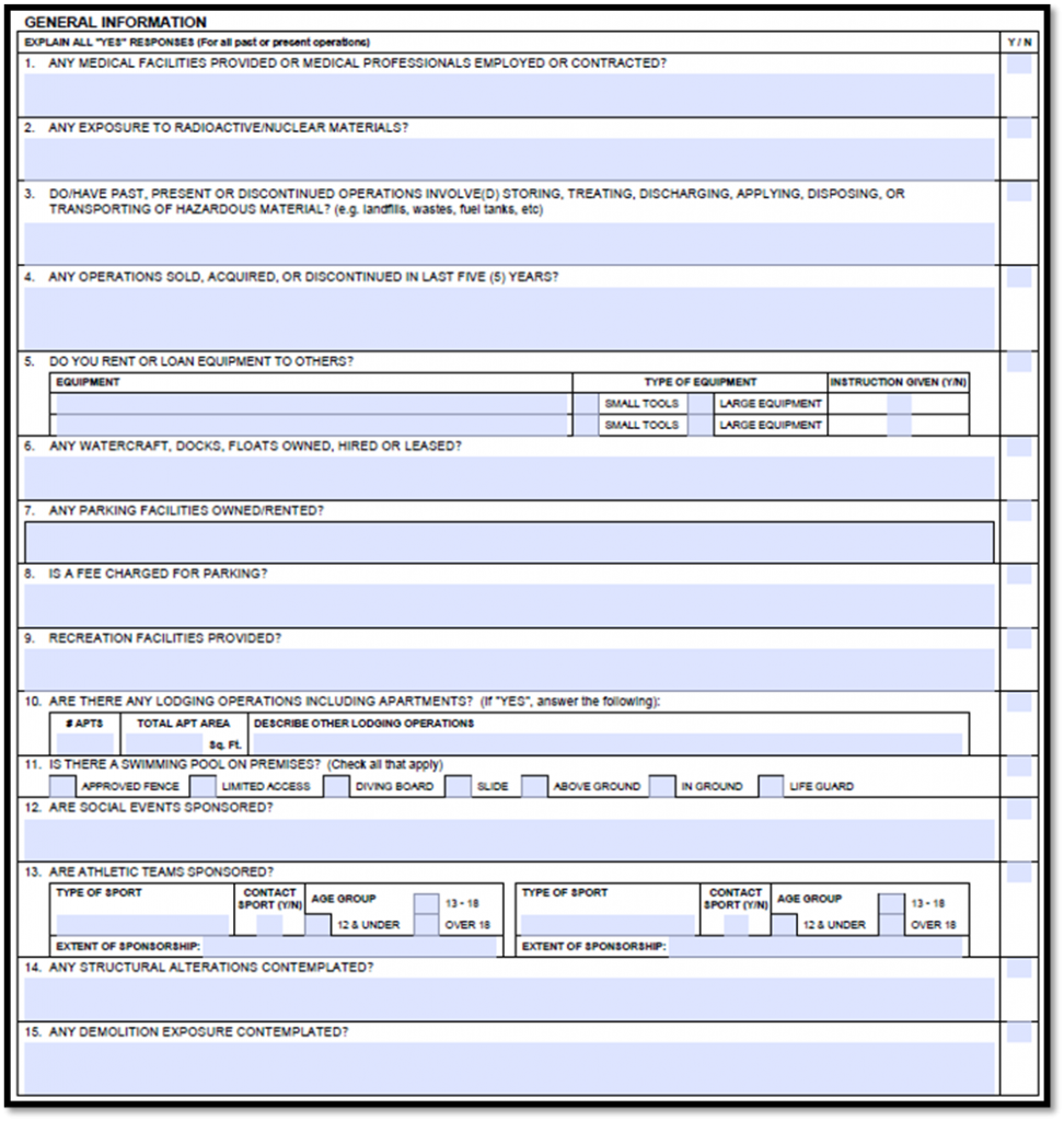 Acord 126 General Information