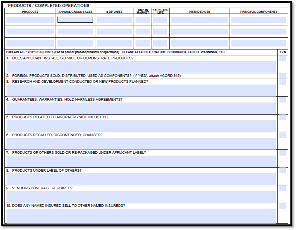 Acord 126 Products and Completed Operations