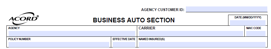 Acord 127 Business Auto Section
