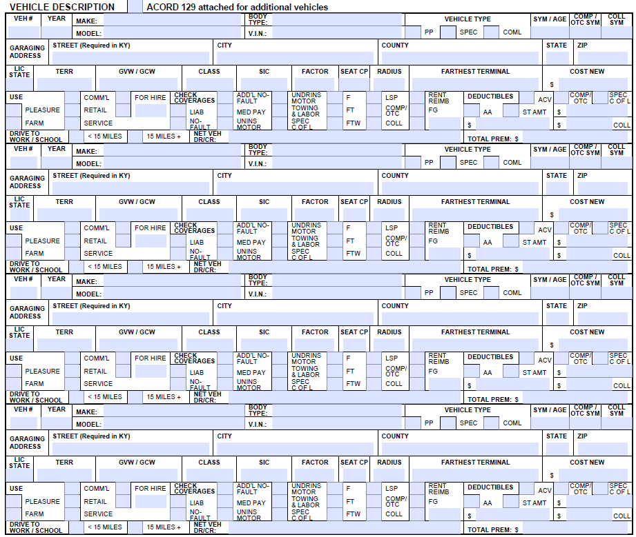 Acord 127 Vehicle Description
