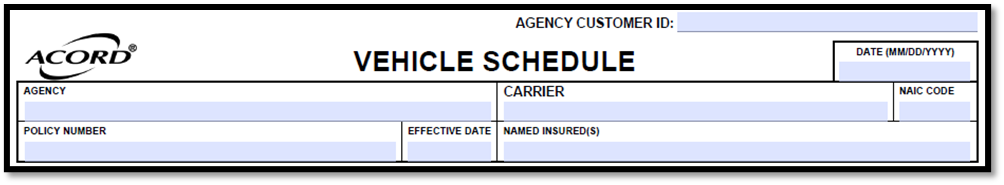 Acord 129 Vehicle Schedule