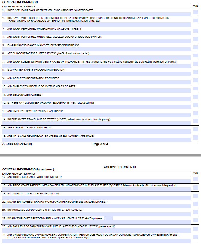 Acord 130 General Information