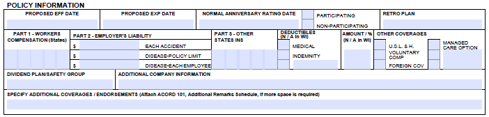 Acord 130 Policy Information
