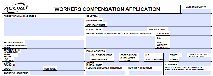 Acord 130 Workers Compensation Agency and Applicant Information