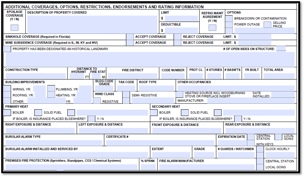 Acord 140 Additional Premises Information