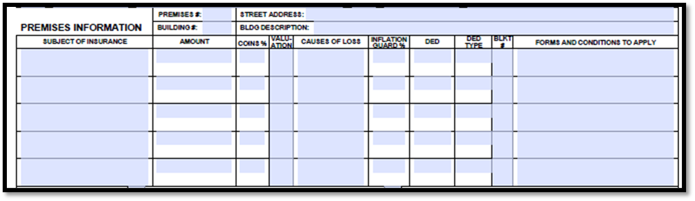 Acord 140 Premises Information