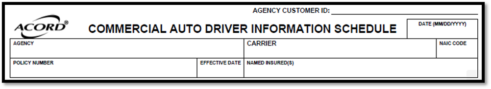 Acord 163 Agency and Insured Information