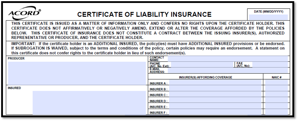 Acord 25 Agency and Insured Information