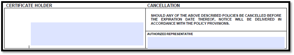 Acord 25 Certificate Holder and Cancellation