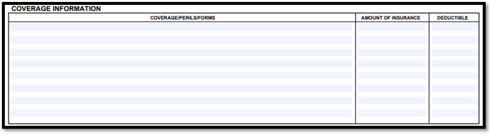 Acord 27 Coverage Information