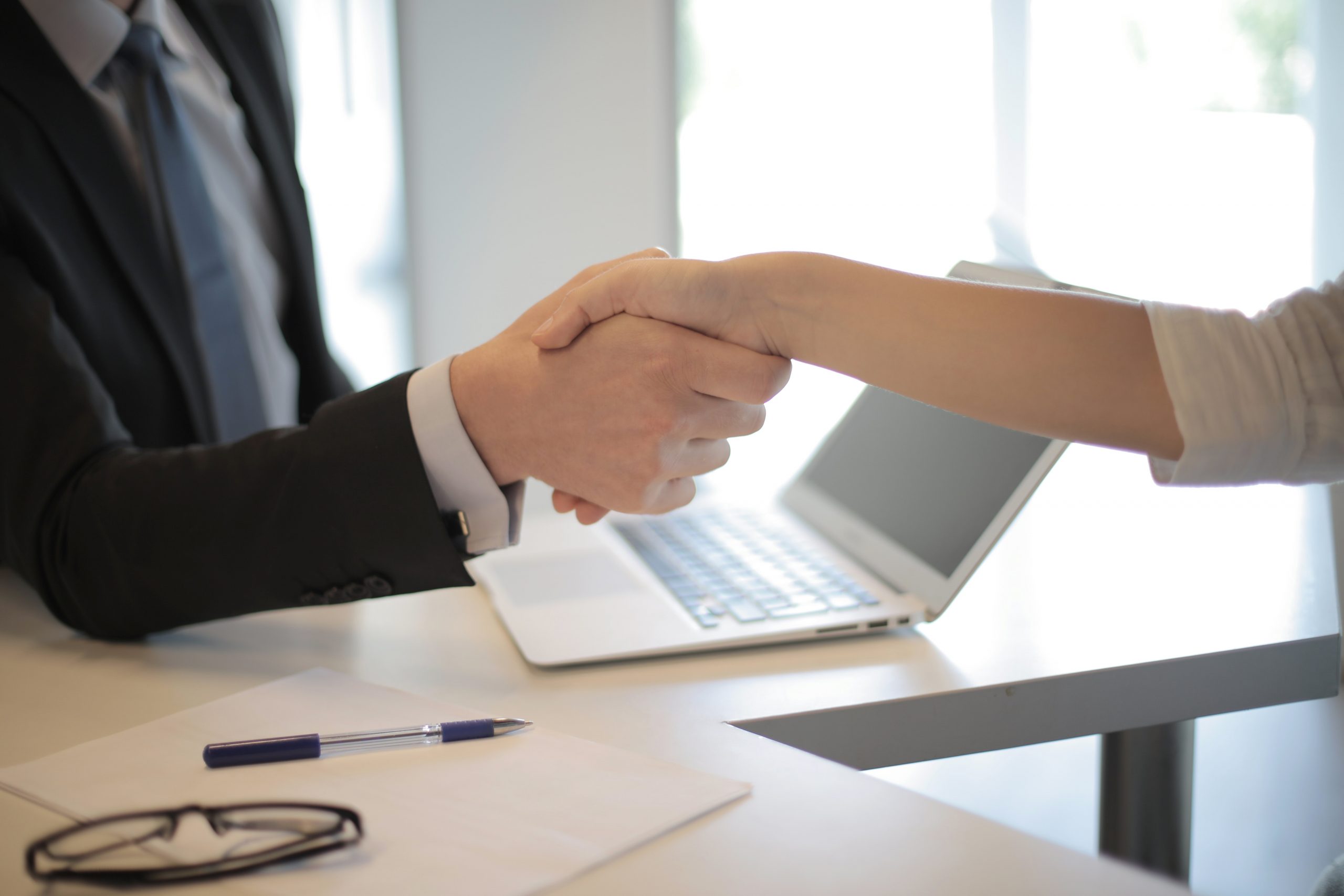 Two business people shaking hands and making a deal