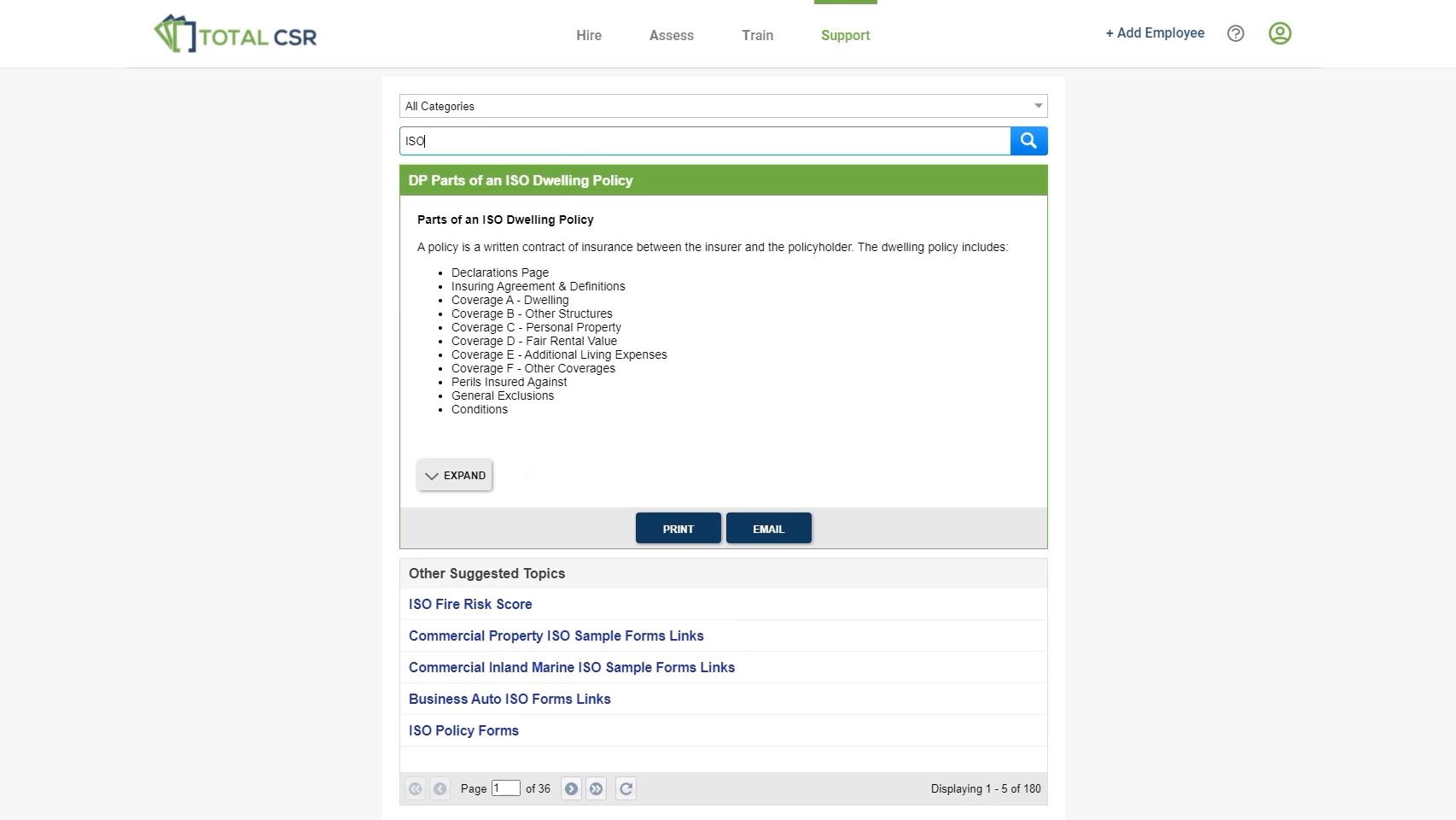 Support Search Function